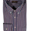 BUTTON DOWN SPORT SHIRT - NAVY/BURGUNDY STRIPE