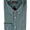 BUTTON DOWN SPORT SHIRT - NAVY/GREEN STRIPE