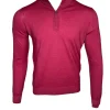 BUTTON DOWN VINTAGE 1/4 ZIP SWEATER - RASPBERRY