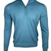 BUTTON DOWN VINTAGE 1/4 ZIP SWEATER - WEDGEWOOD BLUE