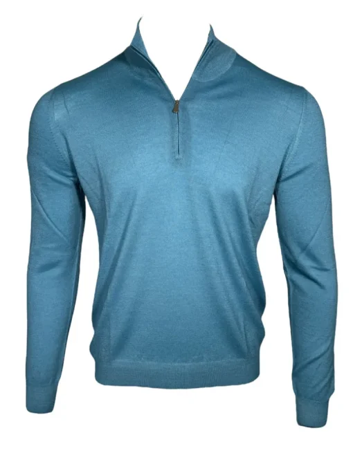 BUTTON DOWN VINTAGE 1/4 ZIP SWEATER - WEDGEWOOD BLUE