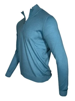 BUTTON DOWN VINTAGE 1/4 ZIP SWEATER - WEDGEWOOD BLUE