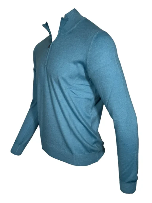 BUTTON DOWN VINTAGE 1/4 ZIP SWEATER - WEDGEWOOD BLUE