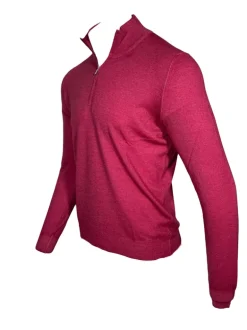 BUTTON DOWN VINTAGE 1/4 ZIP SWEATER - RASPBERRY