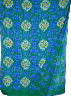 CALABRESE 1924 DOUBLE SIDED WOOL SCARF - GREEN MEDALLION