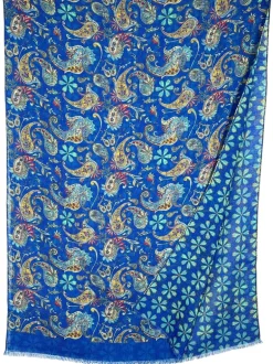 CALABRESE 1924 DOUBLE SIDED WOOL SCARF - NAVY PAISLEY