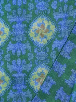 CALABRESE 1924 DOUBLE SIDED WOOL SCARF - GREEN MEDALLION