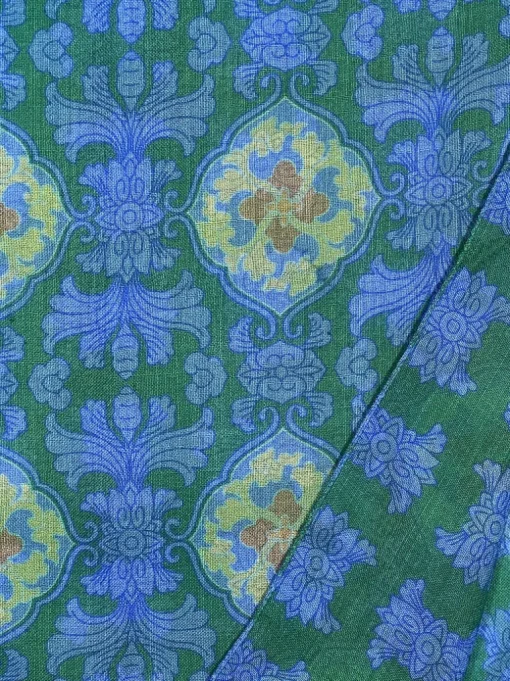 CALABRESE 1924 DOUBLE SIDED WOOL SCARF - GREEN MEDALLION