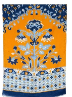 CALABRESE 1924 LINEN & SILK SCARF - ORANGE FLORAL