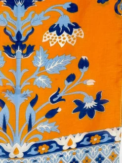 CALABRESE 1924 LINEN & SILK SCARF - ORANGE FLORAL