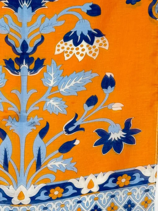 CALABRESE 1924 LINEN & SILK SCARF - ORANGE FLORAL