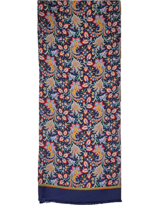 CALABRESE 1924 SILK SCARF - NAVY PAISLEY