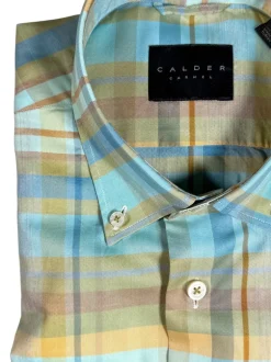 CALDER CARMEL MEN'S SHIRT - TURQUOISE PLAID