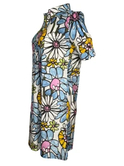 CAMICETTASNOB FLORAL DRESS - BLUE ON WHITE