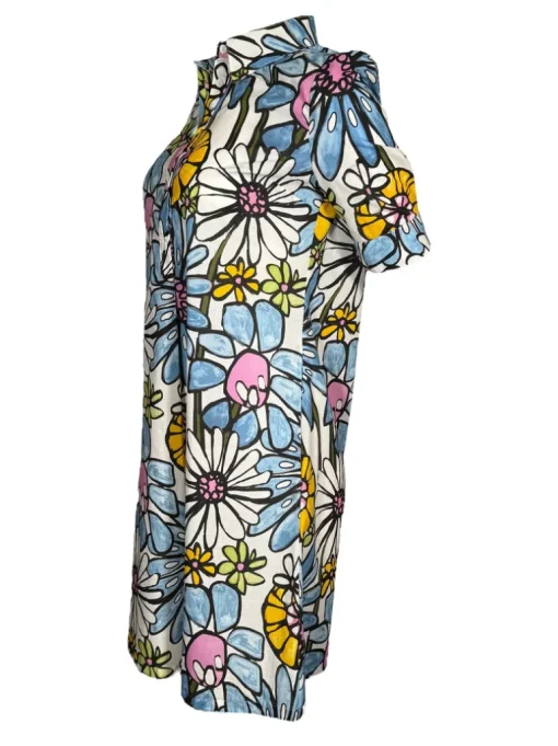 CAMICETTASNOB FLORAL DRESS - BLUE ON WHITE