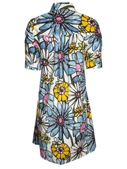CAMICETTASNOB FLORAL DRESS - BLUE ON WHITE
