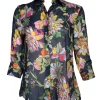 CAMICETTASNOB PEONIES BLOUSE - MULTICOLOR ON NAVY