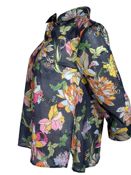 CAMICETTASNOB PEONIES BLOUSE - MULTICOLOR ON NAVY