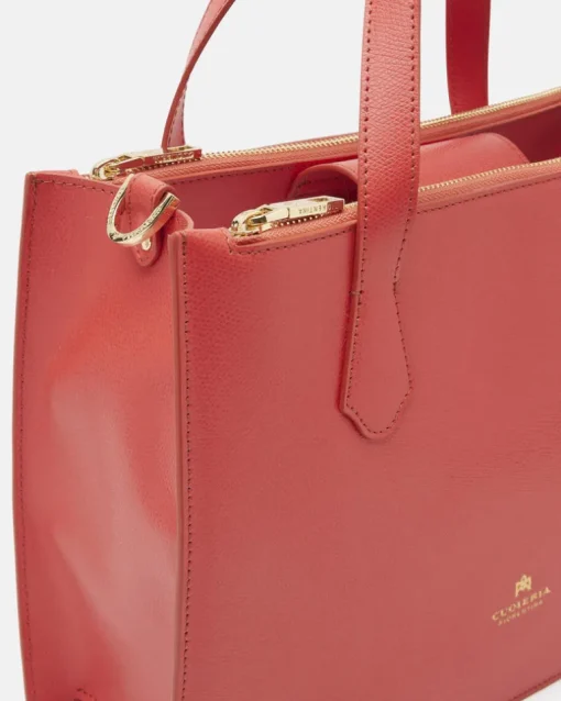 CUOIERIA FIORENTINA BEAUTY TOTE - CORAL