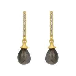 DEAN DAVIDSON GEM/PAVE TEARDROP EARRINGS - LABRADORITE/GOLD