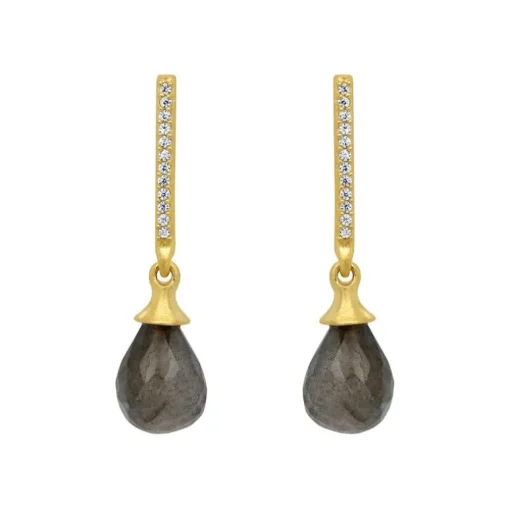 DEAN DAVIDSON GEM/PAVE TEARDROP EARRINGS - LABRADORITE/GOLD