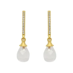 DEAN DAVIDSON GEM/PAVE TEARDROP EARRINGS - MOONSTONE/GOLD