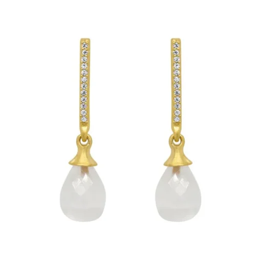 DEAN DAVIDSON GEM/PAVE TEARDROP EARRINGS - MOONSTONE/GOLD