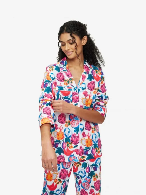 DEREK ROSE LEDBURY 50 WOMEN'S PAJAMA SET - WHITE