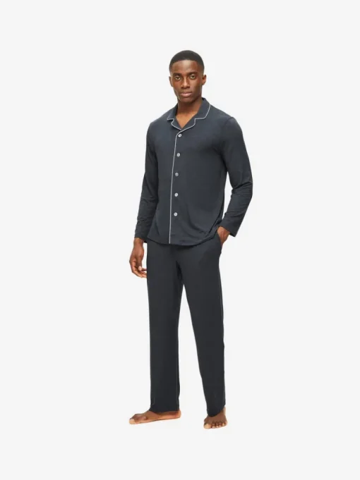 DEREK ROSE MARLOWE 1 MEN'S PAJAMA SET - ANTHRACITE