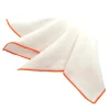 DION LINEN POCKET SQUARE - WHITE WITH ORANGE TRIM