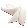 DION LINEN POCKET SQUARE - WHITE WITH RED TRIM