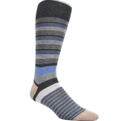 DION MID-CALF MEN'S SOCK - MULTI DIMENSIONAL STRIPE - BLACK