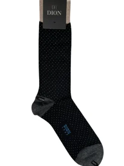 DION MID-CALF MEN'S SOCK - PIN DOT - BLACK