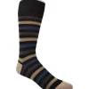 DION MID-CALF MEN'S SOCK - STITCHED STRIPE - BLACK