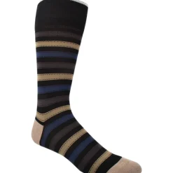 DION MID-CALF MEN'S SOCK - STITCHED STRIPE - BLACK