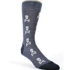 DION MID-CALF MEN'S SOCK - SKULL & BONES - BLUE