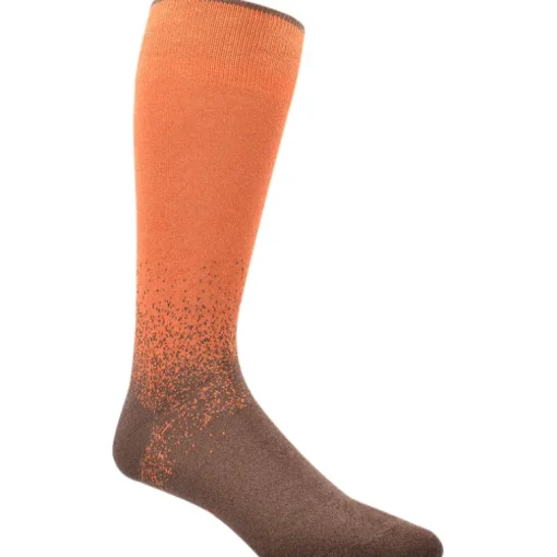 DION MID-CALF MEN'S SOCK - TONAL ABSTRACT - ORANGE/BROWN