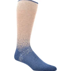 DION MID-CALF MEN'S SOCK - TONAL ABSTRACT - OATMEAL/DARK DENIM