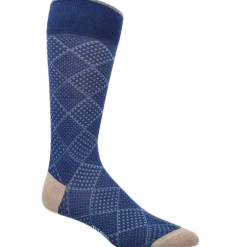 DION MID-CALF MEN'S SOCK - VINTAGE CHECK - INDIGO