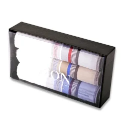 DION 3-PACK COTTON HANKIES - BORDER STRIPES