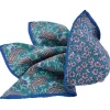 DION SILK DOUBLE-SIDED POCKET SQUARE - PETROL PAISLEY FLORAL