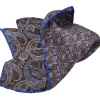 DION SILK DOUBLE-SIDED POCKET SQUARE - CHOCOLATE PAISLEY MICRO FLORAL