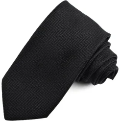 DION SILK JACQUARD BASKETWEAVE TIE - BLACK