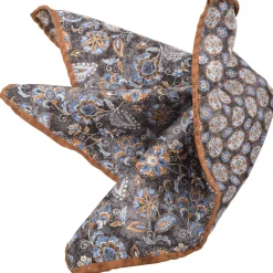 DION SILK POCKET SQUARE - FLORAL/MEDALLION - CHARCOAL