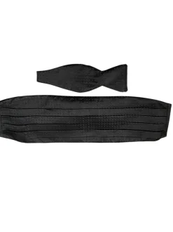 DION SILK SMALL DOT CUMMERBUND & TIE SET - BLACK