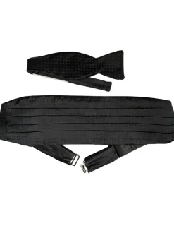 DION SILK SMALL DOT CUMMERBUND & TIE SET - BLACK