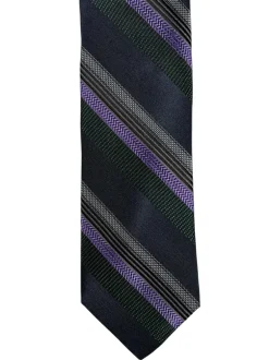 DION SILK TIE - FOREST STRIPE
