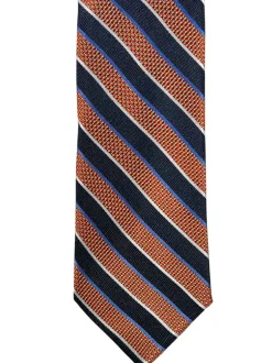 DION SILK TIE - ORANGE/NAVY STRIPE