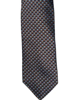 DION SILK TIE - TOBACCO CONCENTRIC CIRCLES