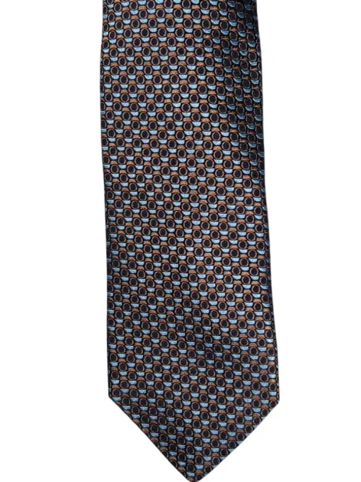 DION SILK TIE - TOBACCO CONCENTRIC CIRCLES